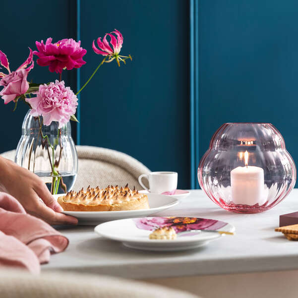 Rose Garden Glass Ваза подсвечник 17 см pink