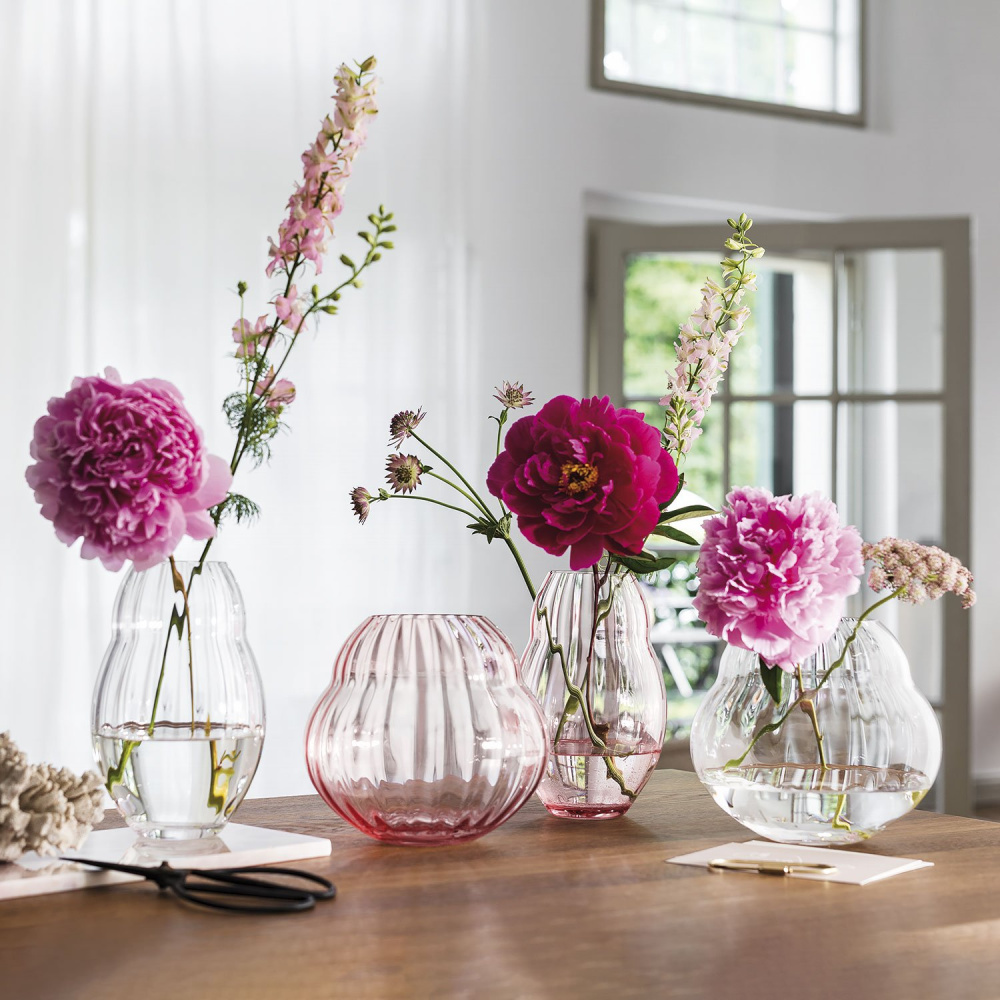 Rose Garden Glass Ваза подсвечник 17 см pink