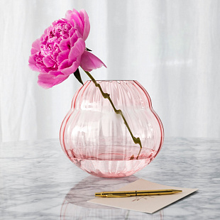 Rose Garden Glass Ваза подсвечник 17 см pink